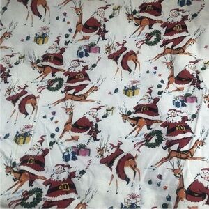Christmas Fabric Santa Reindeer Rudolph Presents Wreath Candy Cane 1 Yard Retro